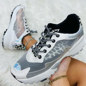 Black leopard transparent chunky sneaker
